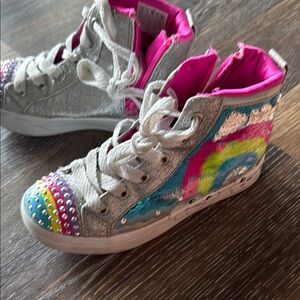 Skechers Pink and Silver High-Top Sneakers